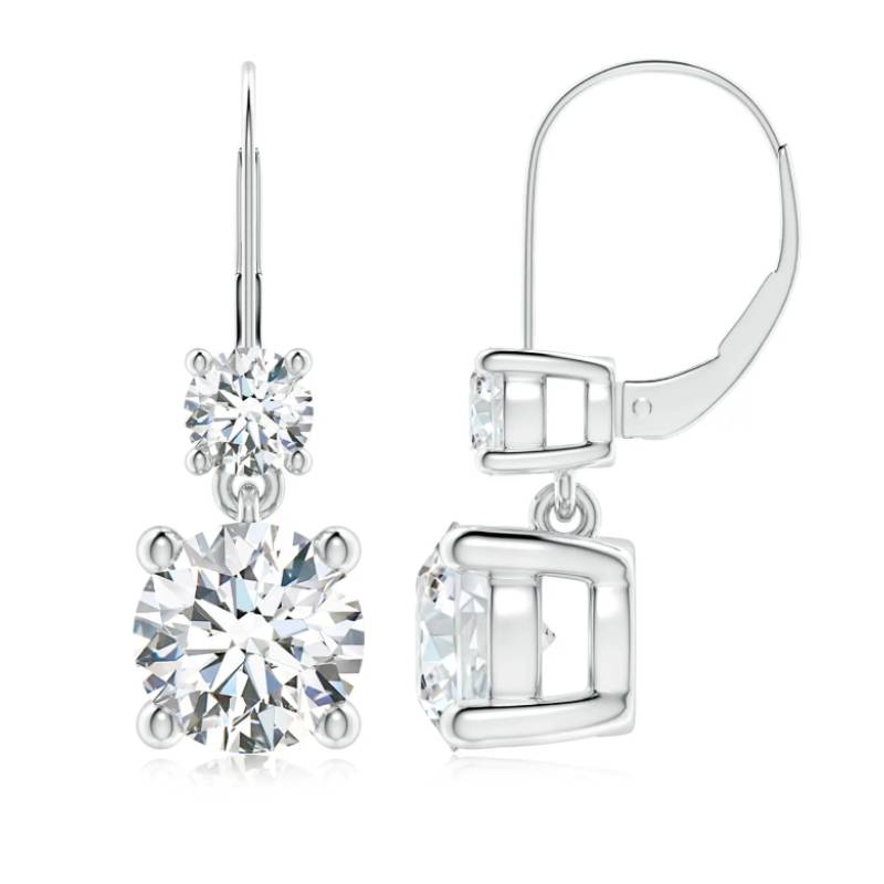 Karol Two-Stone Leverback Moissanite Earrings