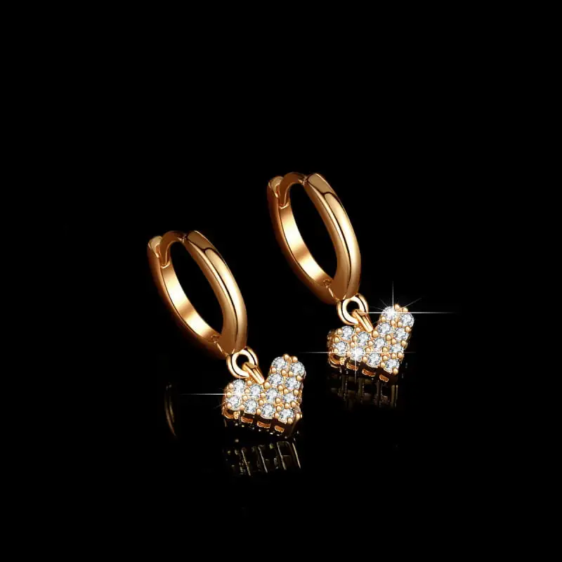 Heart Moissanite Drop Earrings