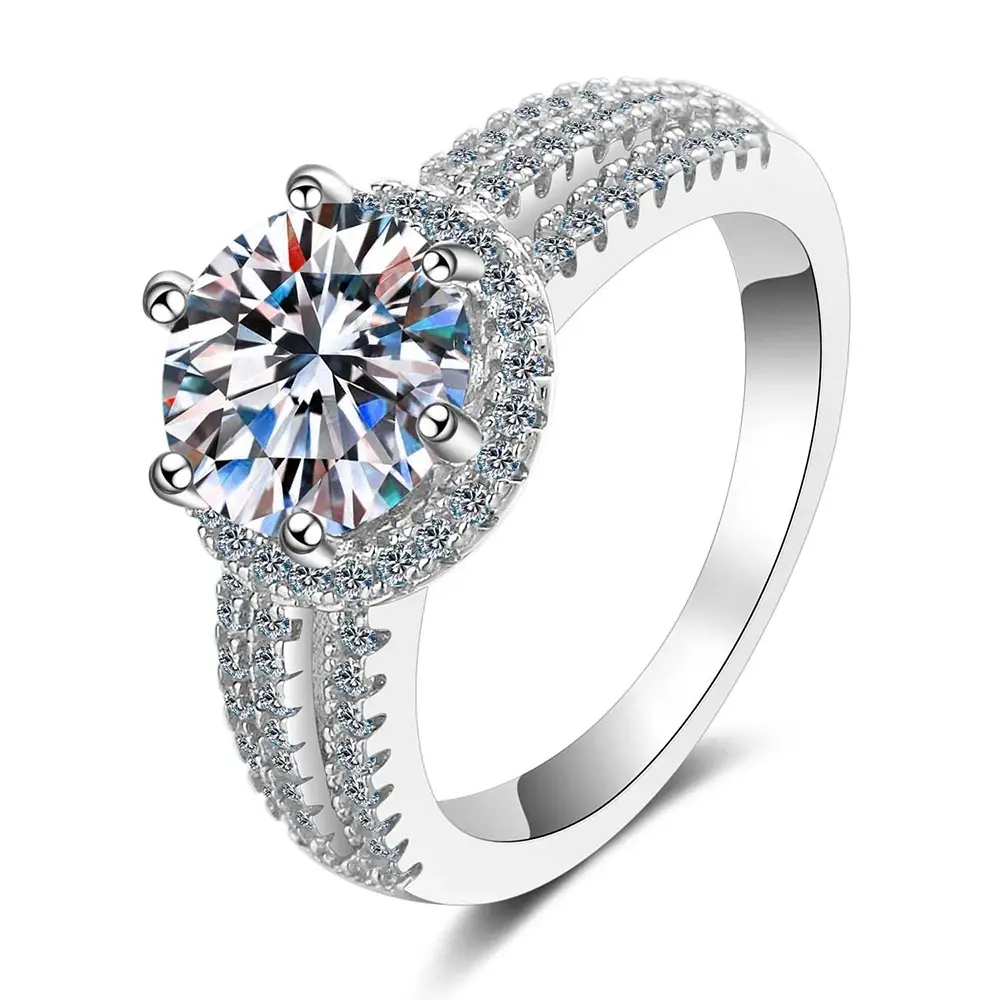 Charming Halo Moissanite Engagement Ring