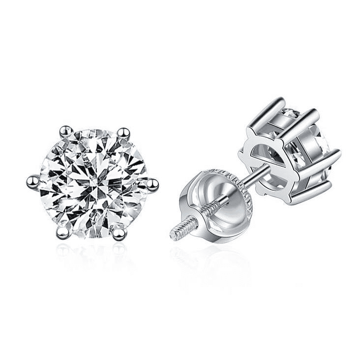 Demeter Basket Setting Six-Prong Moissanite Screw Back Earrings