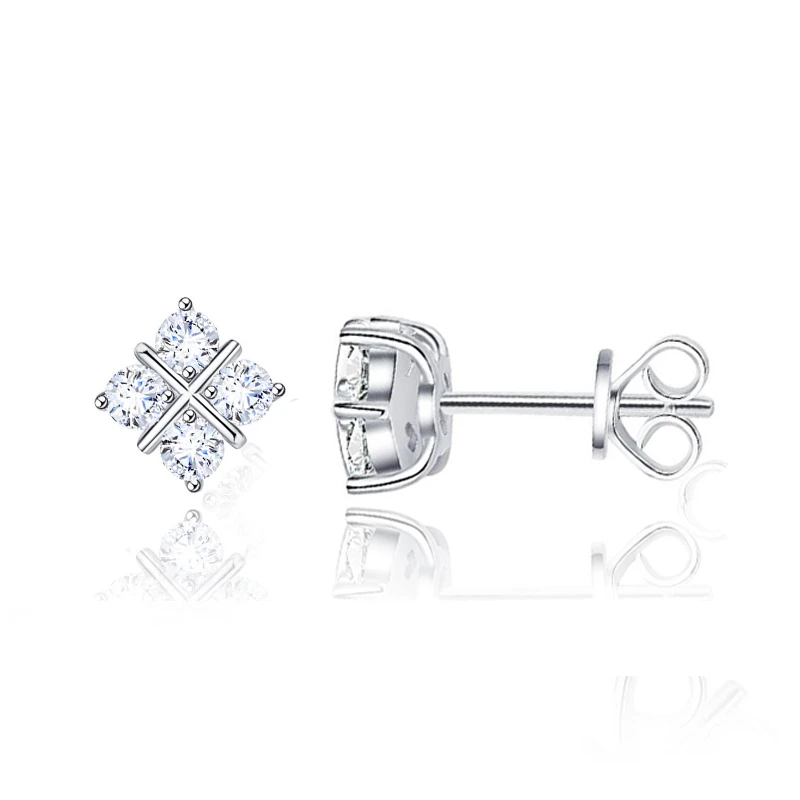 X Relief Cluster Moissanite Earrings