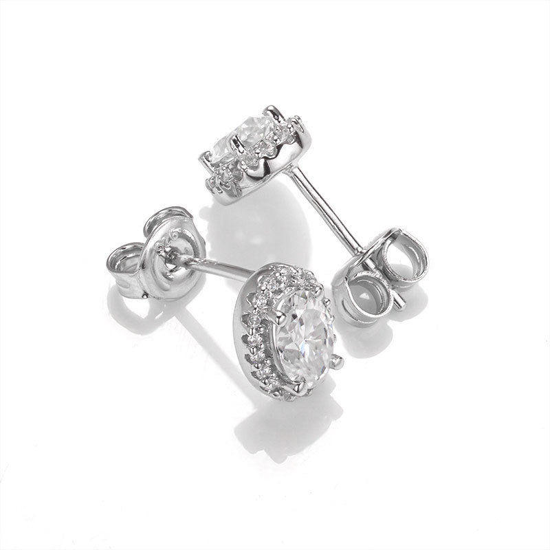 Florence Halo Moissanite Stud Earrings (1.0 ct.tw.)-VOOGME