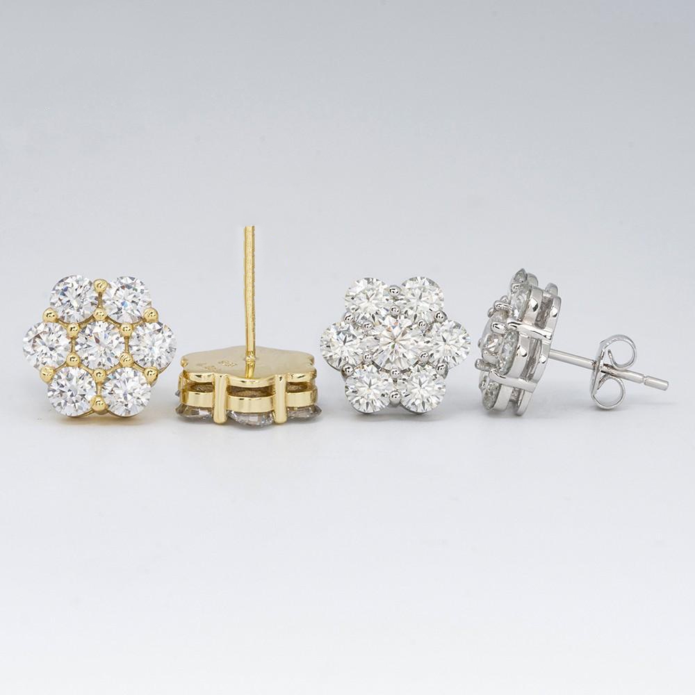 Flower Seven-Stone Moissanite Stud Earrings