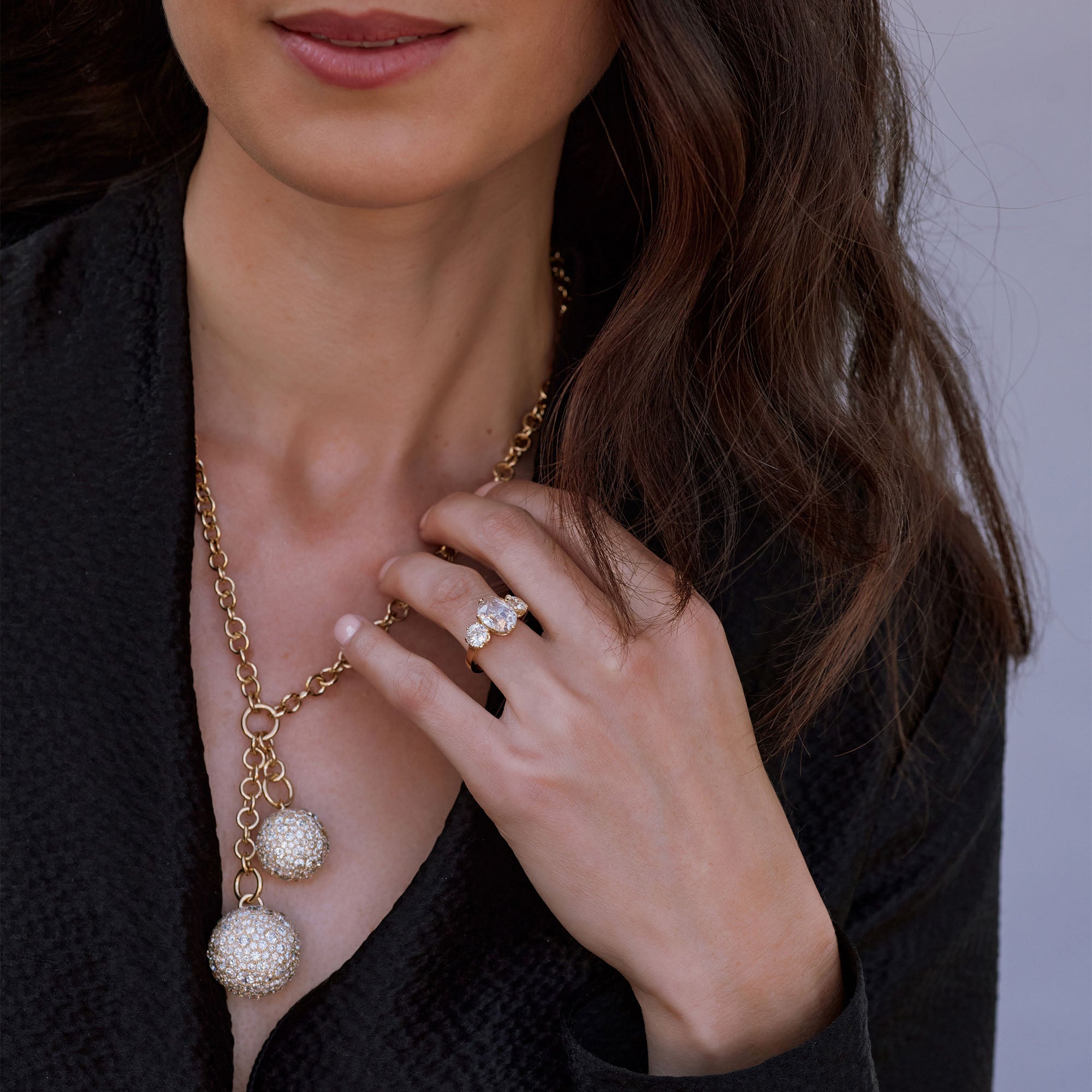 Luxury Three-Stone Moissanite Ring