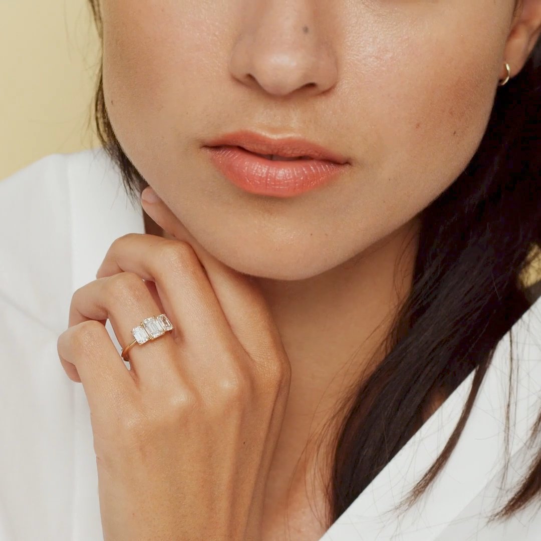 Three-Stone Moissanite Engagement Ring