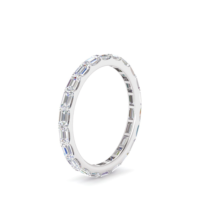 Horizontal Eternity Emerald Moissanite Wedding Band