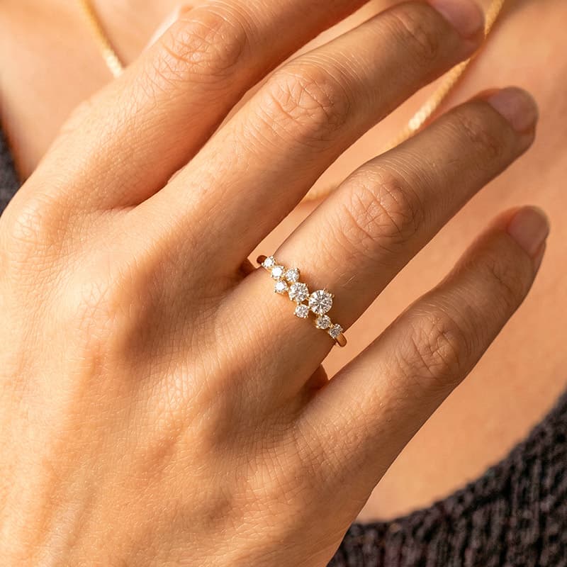 Shona Cluster Moissanite Wedding Band