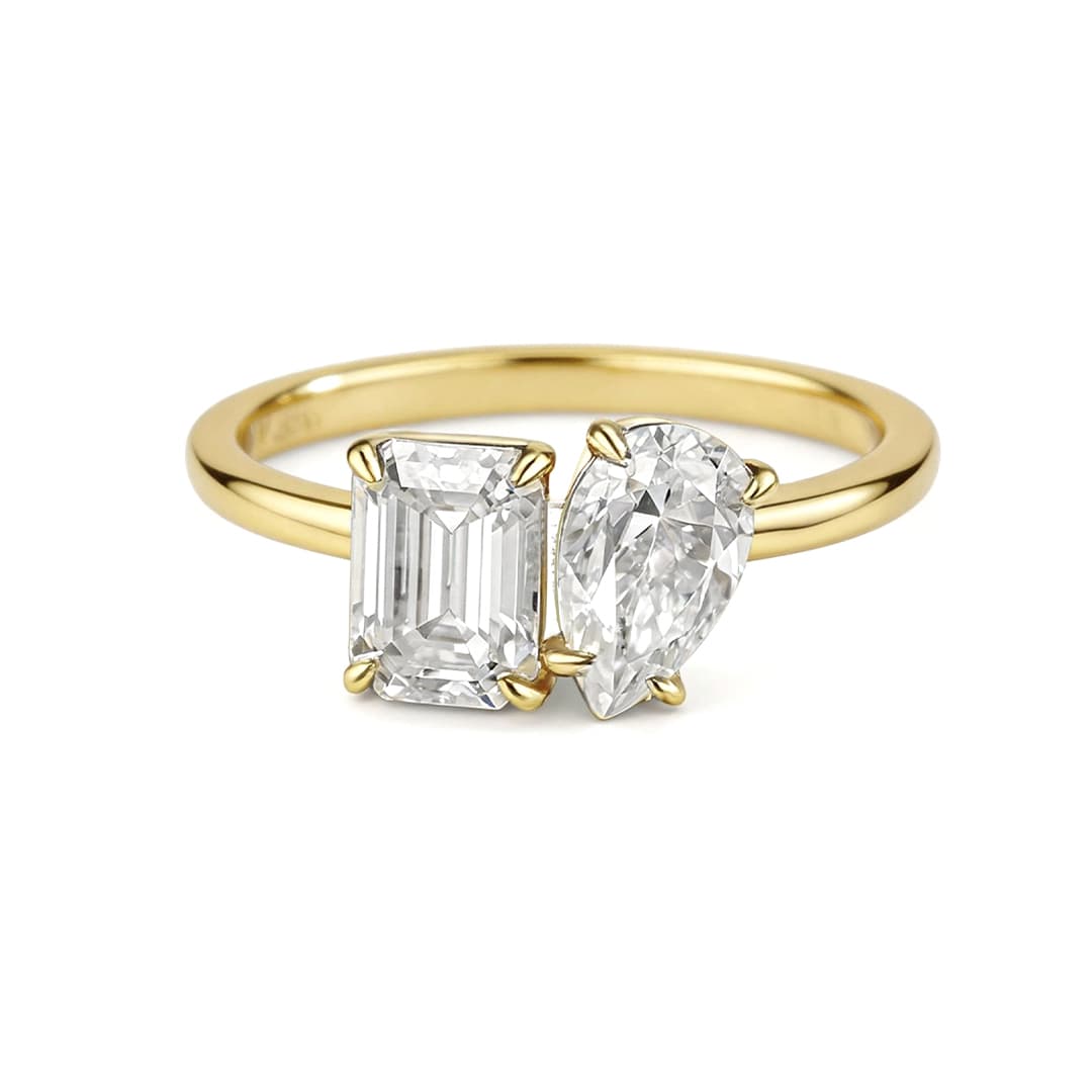 Toi Et Moi Emerald and Pear Engagement Ring