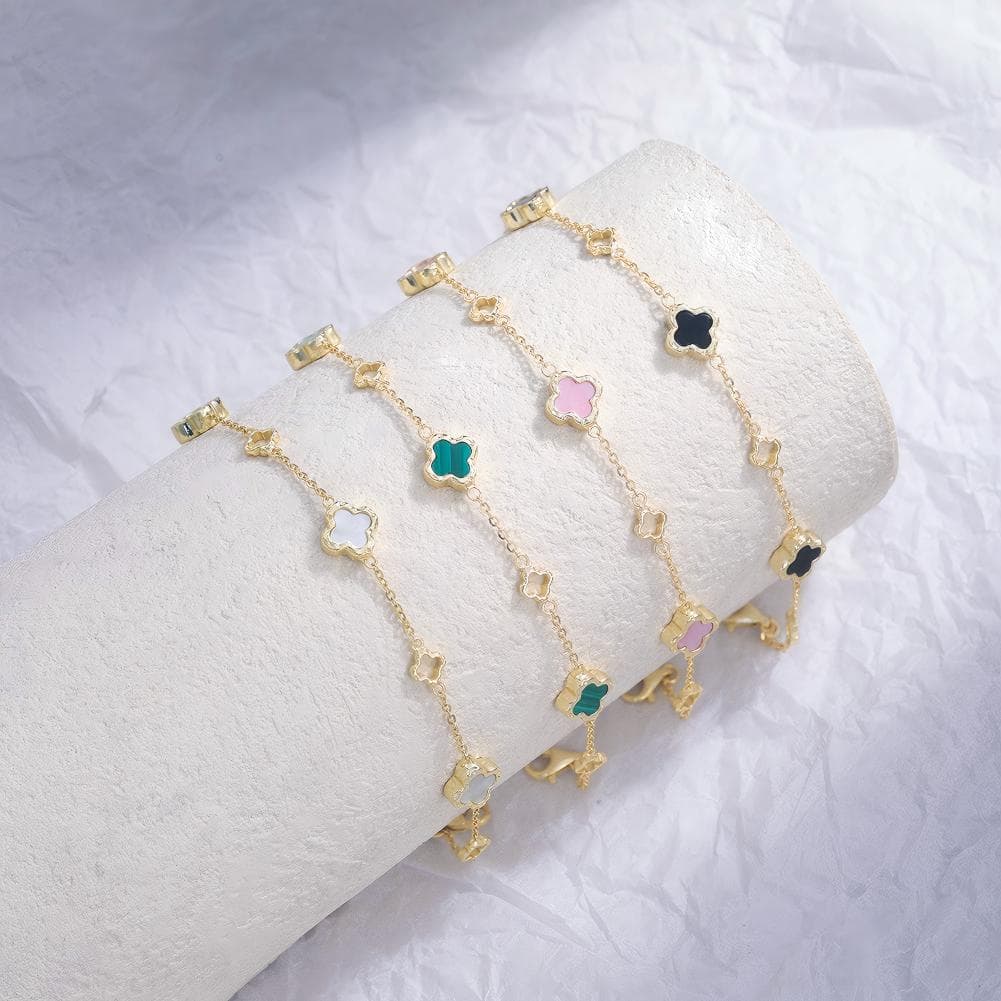 Bezel Clover Gemstone Bracelet