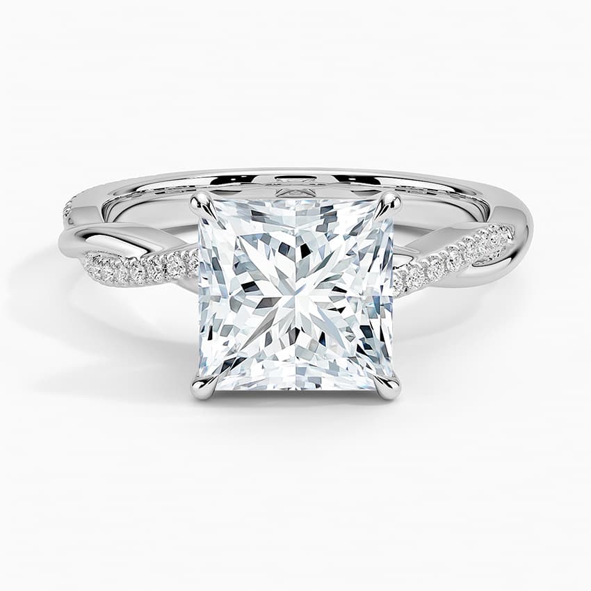 Infinity Twist Hidden Halo Moissanite Engagement Ring