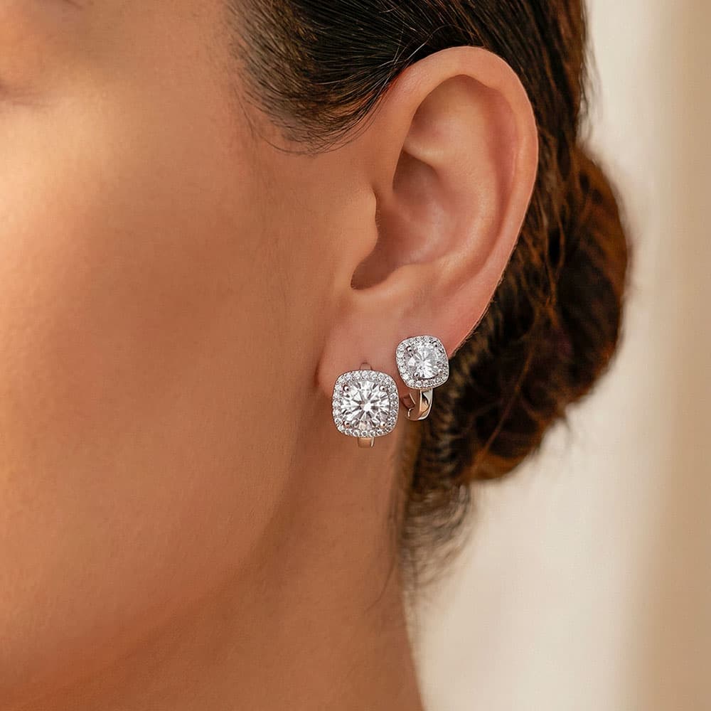 Nadine Square Wrap Moissanite Hoop Earrings