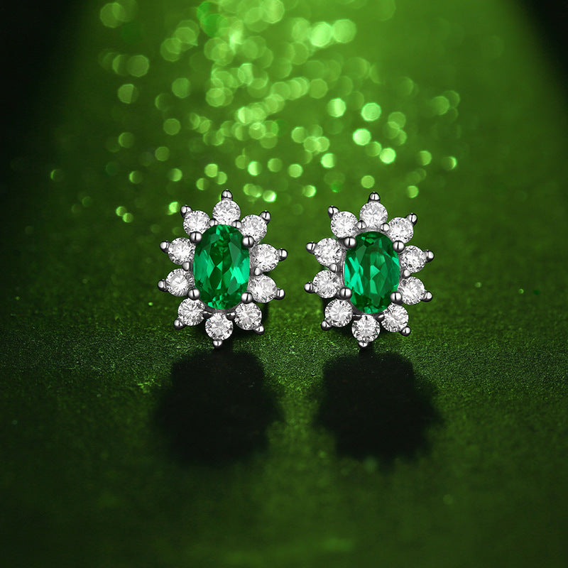 Oval Shape Emerald Stud Earrings (2.0 ct. tw.)-VOOGME