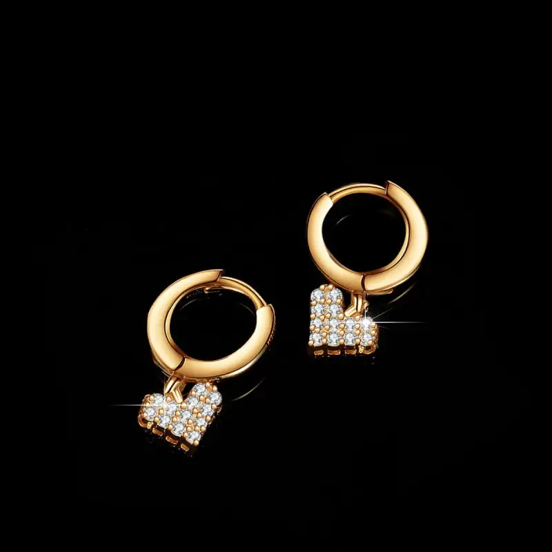Heart Moissanite Drop Earrings