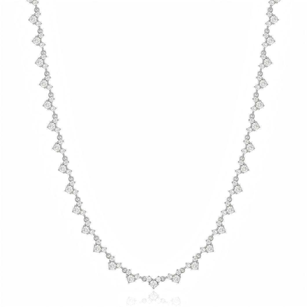 Three-Stone Heart Moissanite Tennis Necklace