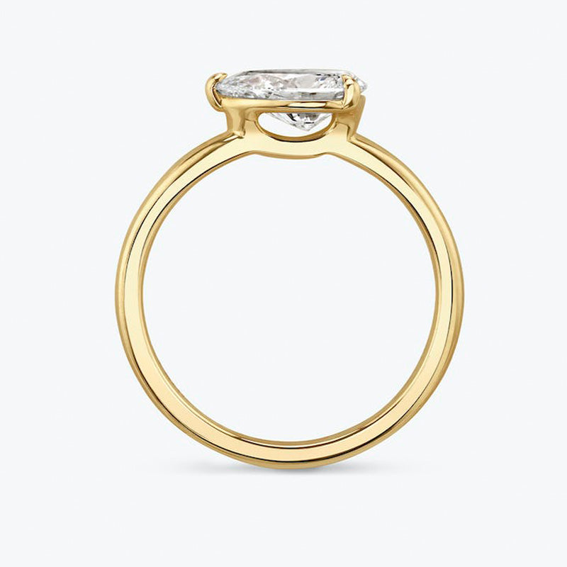 East West Pear Moissanite Engagement Ring-VOOGME