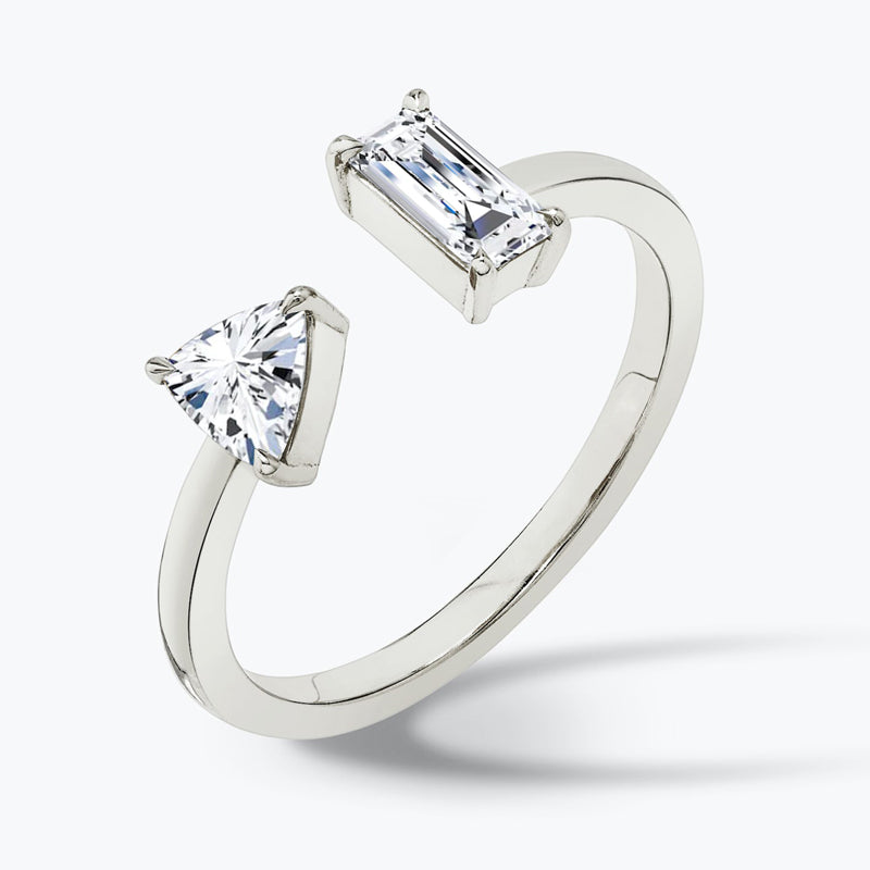 Mixed Cut Moissanite Stacking Ring Band (Emerald and Triangle)-VOOGME