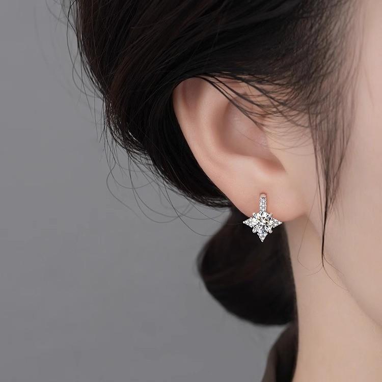 Vega Octa Star Moissanite Hook Earrings