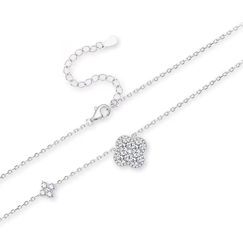 Double Lucky Clover Moissanite Necklace