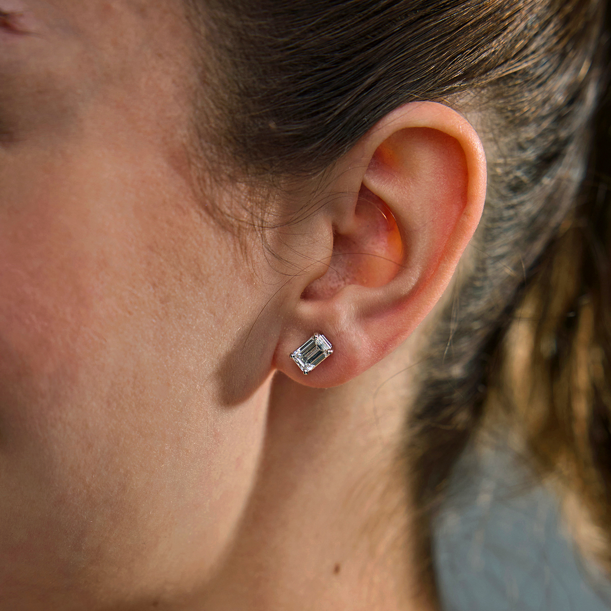 Classic Emerald Moissanite Stud Earrings