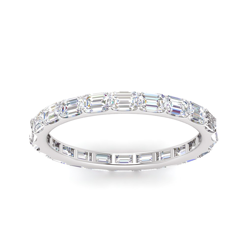 Horizontal Eternity Emerald Moissanite Wedding Band