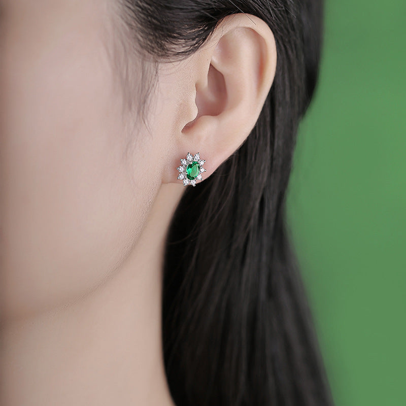 Oval Shape Emerald Stud Earrings (2.0 ct. tw.)-VOOGME