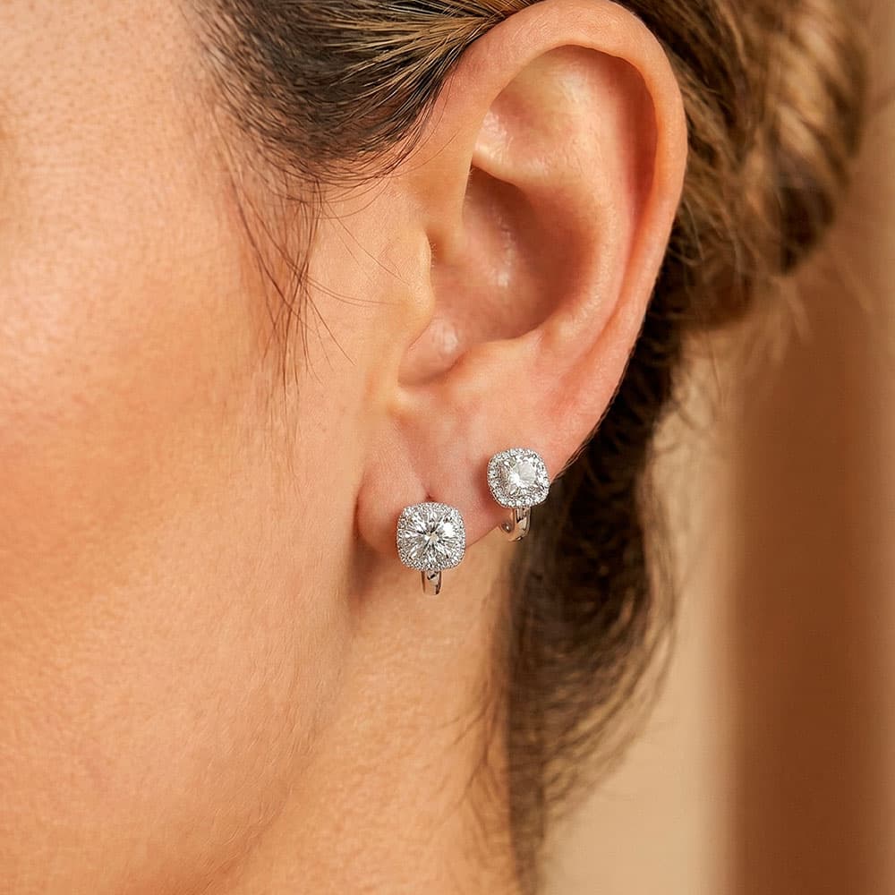 Nadine Square Wrap Moissanite Hoop Earrings