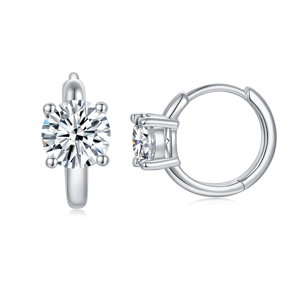 Tracy Four-Prong Moissanite Hoop Earrings