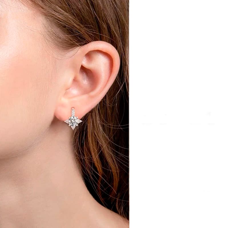 Vega Octa Star Moissanite Hook Earrings