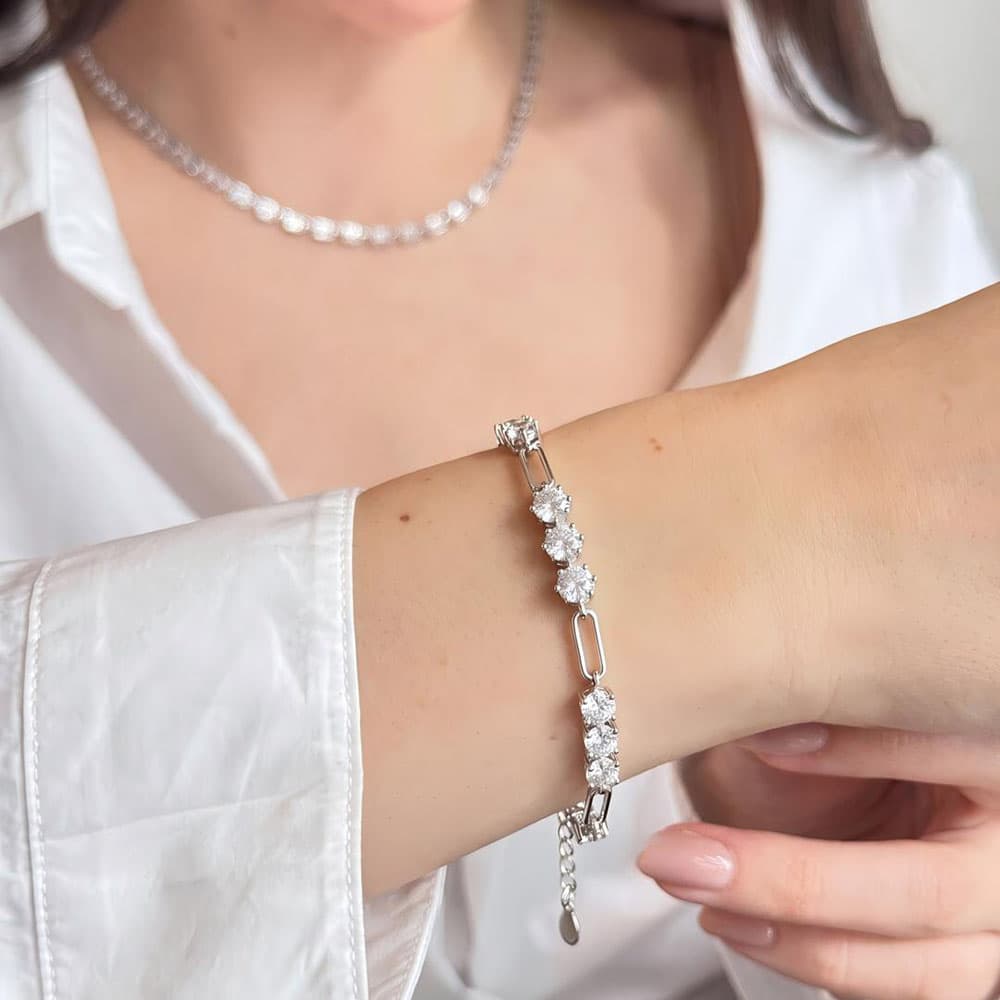 5.4CT Paperclip Tennis Moissanite Bracelet