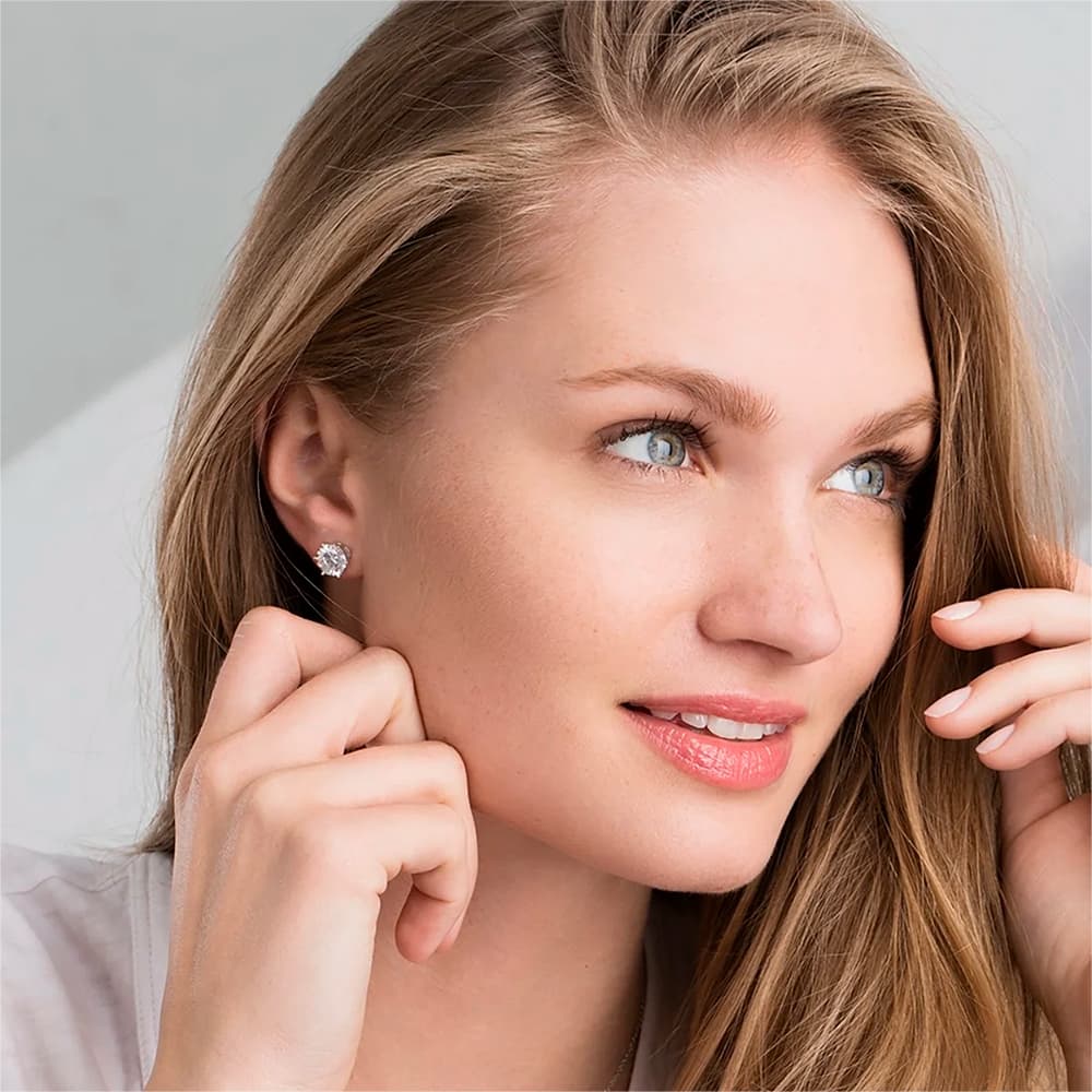 Demeter Basket Setting Six-Prong Moissanite Screw Back Earrings