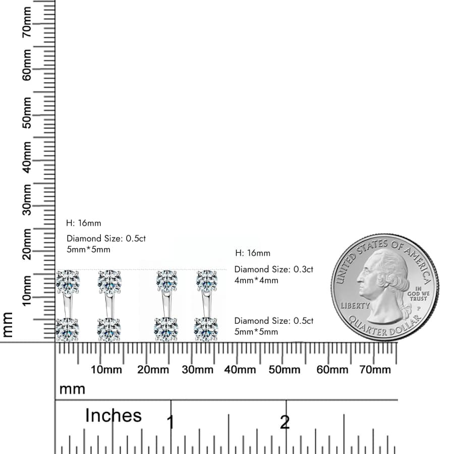 Double Round Moissanite Stud Earrings
