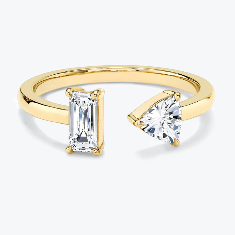 Mixed Cut Moissanite Stacking Ring Band (Emerald and Triangle)-VOOGME