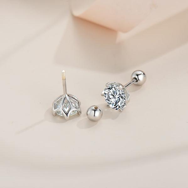 Six Prong Mainnet Moissanite Stud Earrings