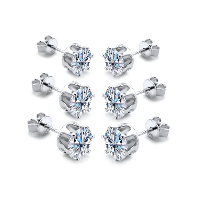 Paller Six Prong Moissanite Earrings