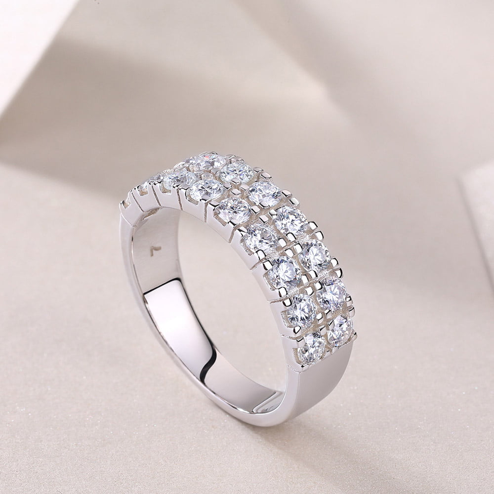 Jess Double Row Moissanite Wedding Band