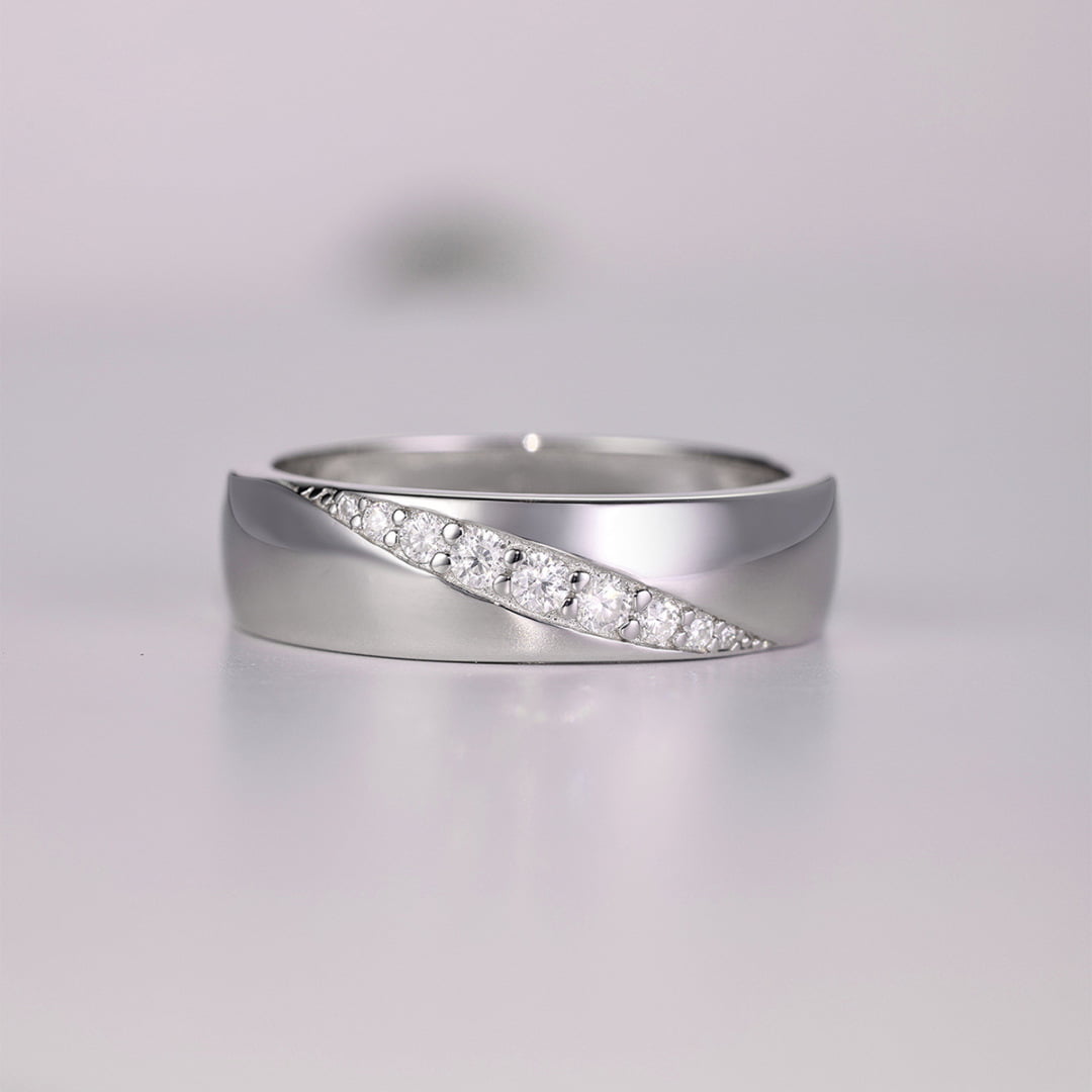 Orbit Wide Moissanite Wedding Band