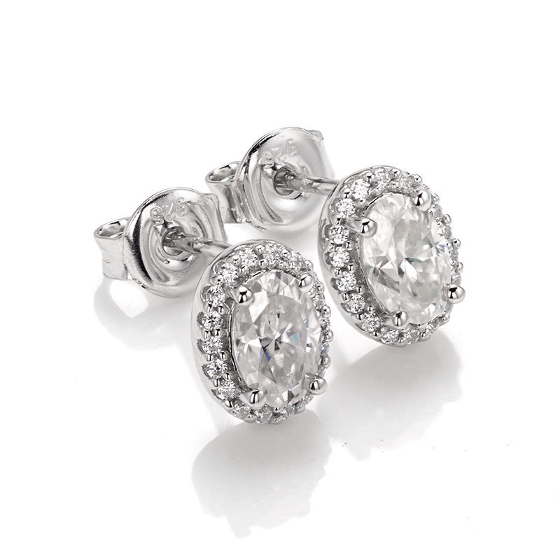 Florence Halo Moissanite Stud Earrings (1.0 ct.tw.)-VOOGME
