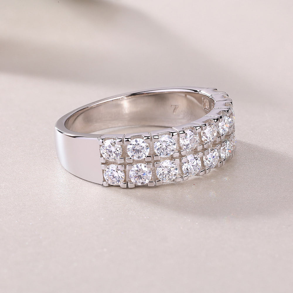 Jess Double Row Moissanite Wedding Band