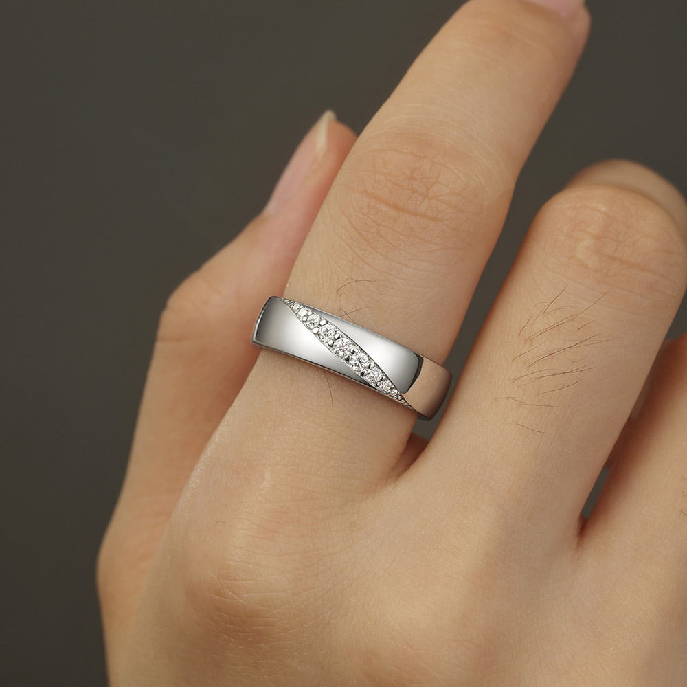 Orbit Wide Moissanite Wedding Band