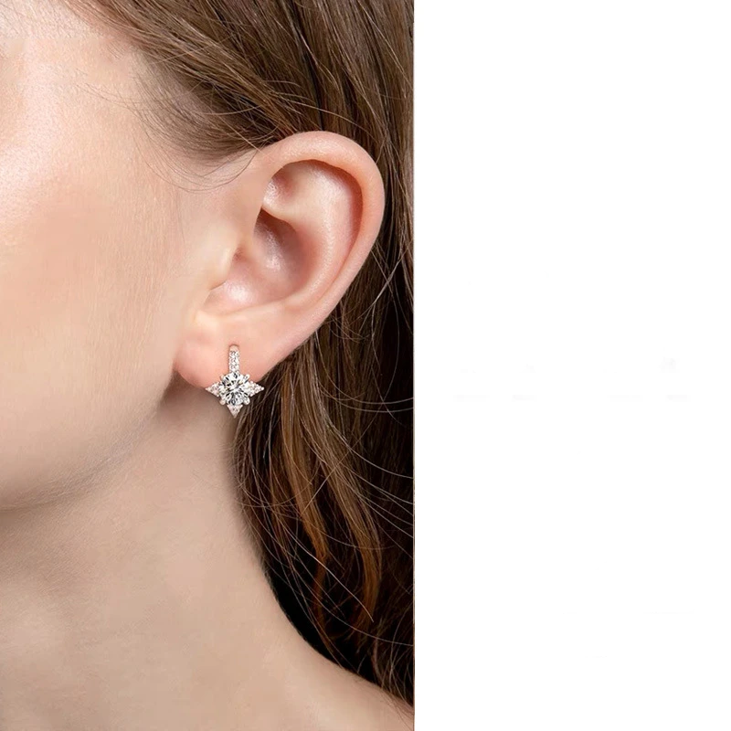 Vega Octa Star Moissanite Hook Earrings