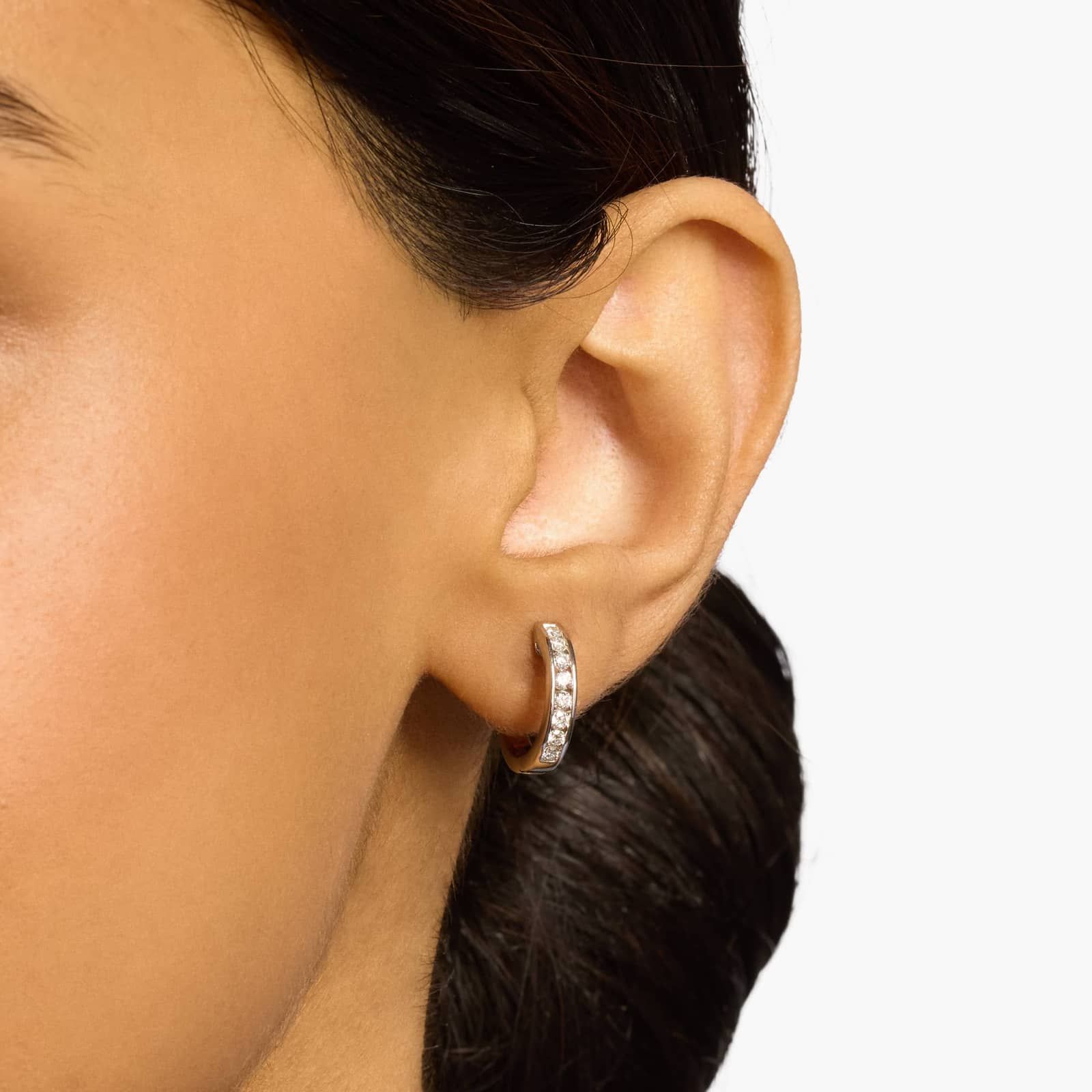 Channel Moissanite Hoop Earrings