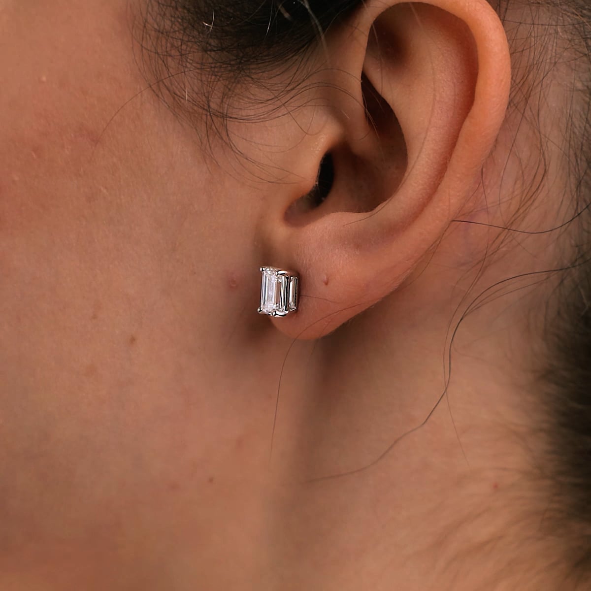 Classic Emerald Moissanite Stud Earrings