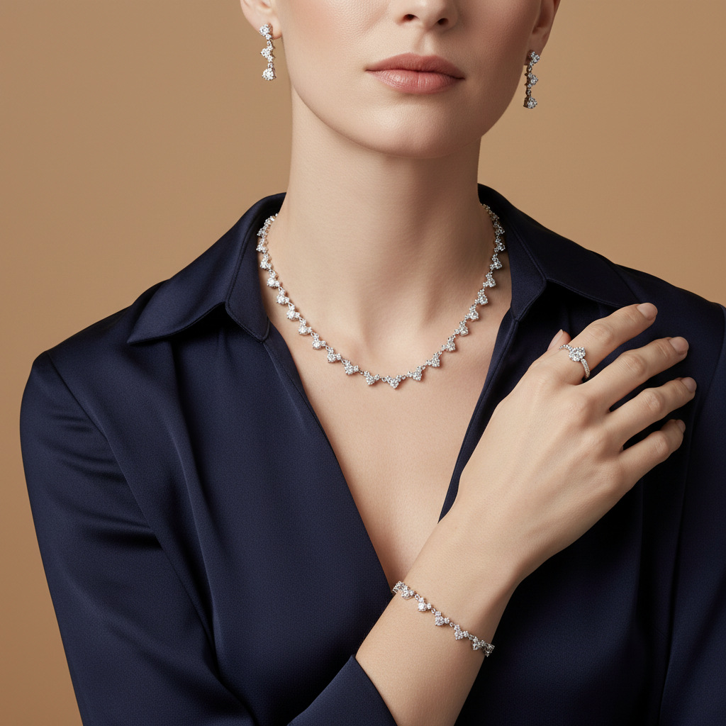 Three-Stone Heart Moissanite Tennis Necklace