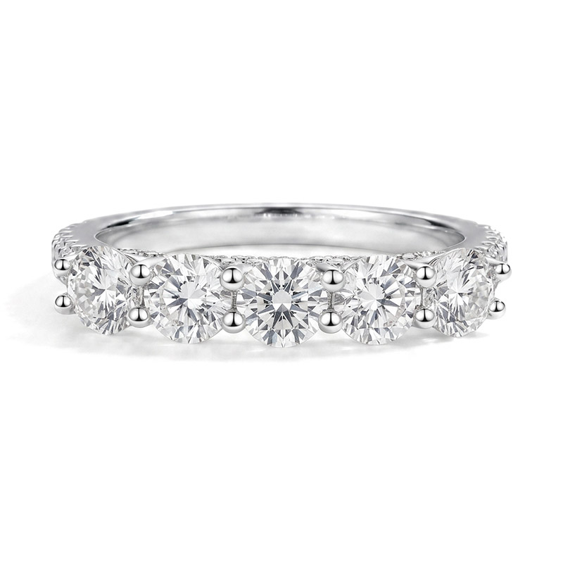 Five-Stone Round Pave Moissanite Ring