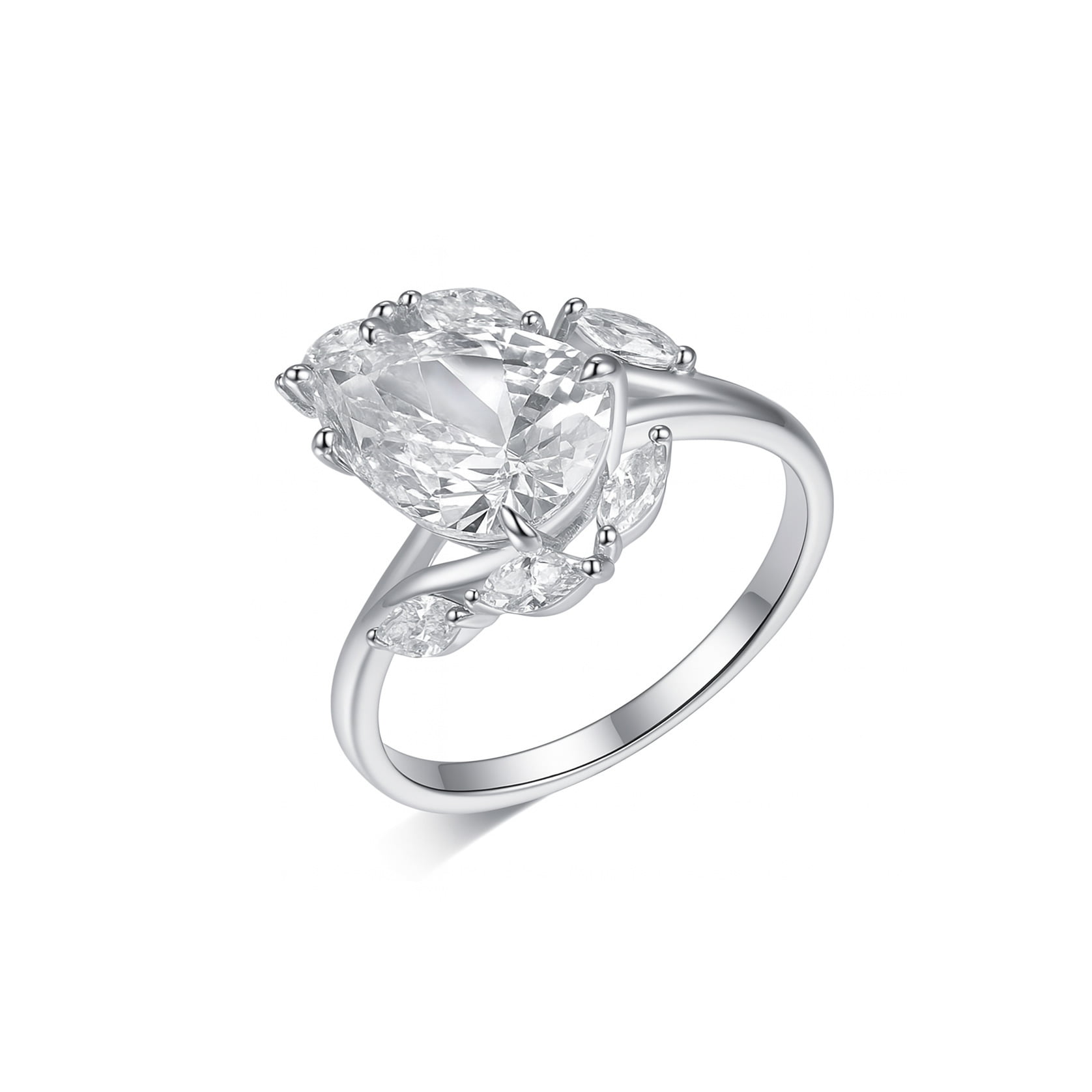 Pear Cut Petal Moissanite Ring