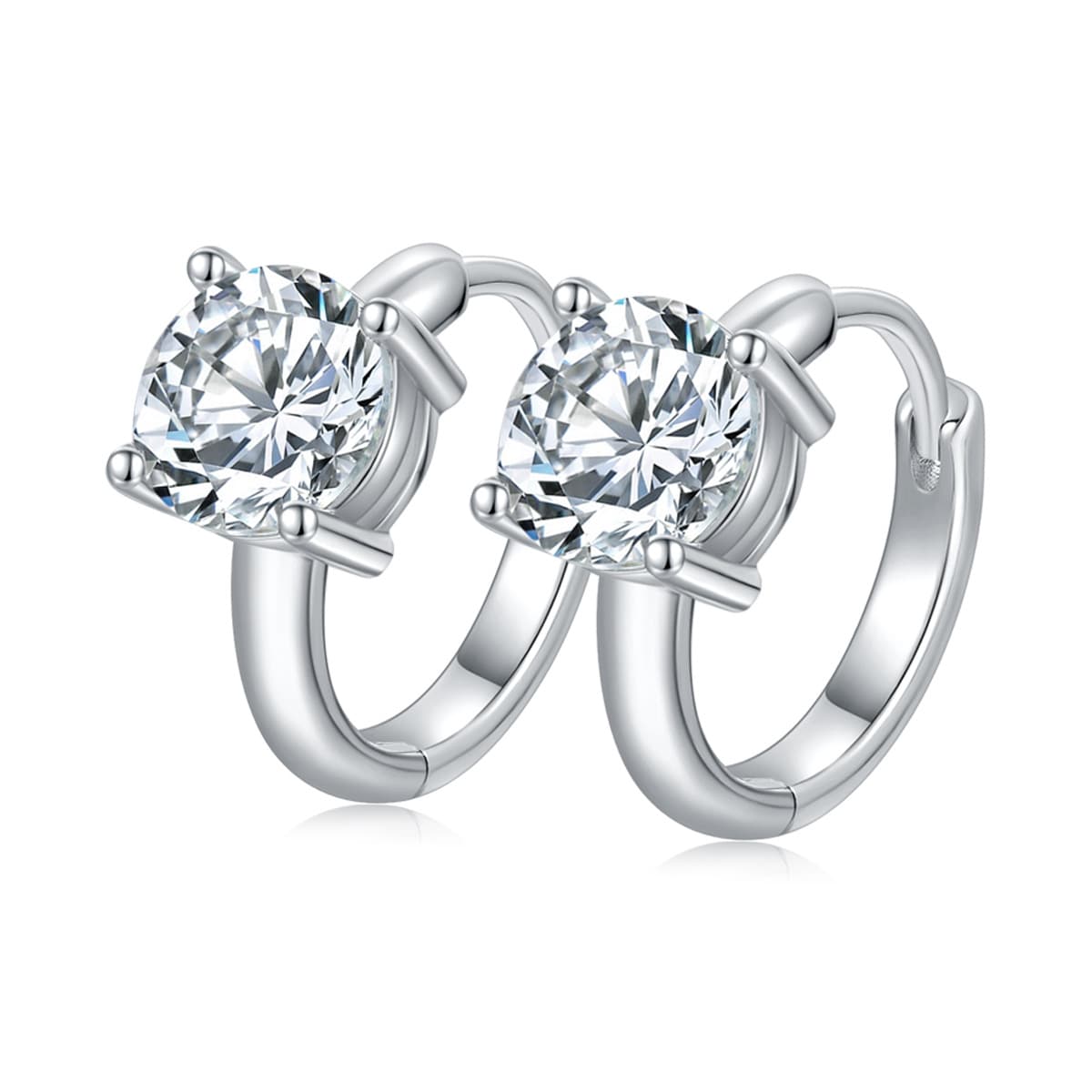 Tracy Four-Prong Moissanite Hoop Earrings
