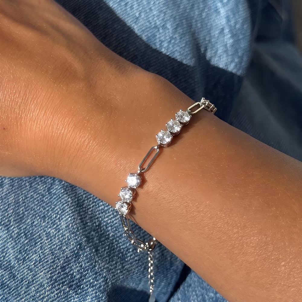 5.4CT Paperclip Tennis Moissanite Bracelet