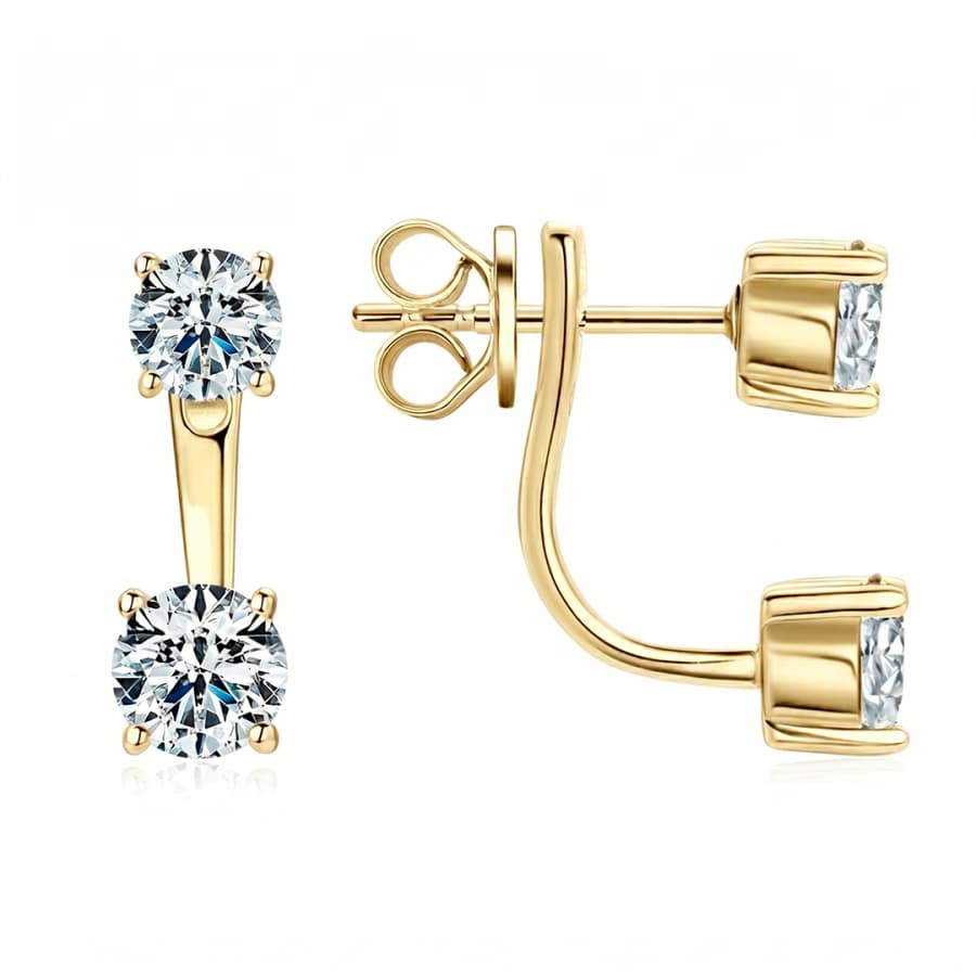 Double Round Moissanite Stud Earrings