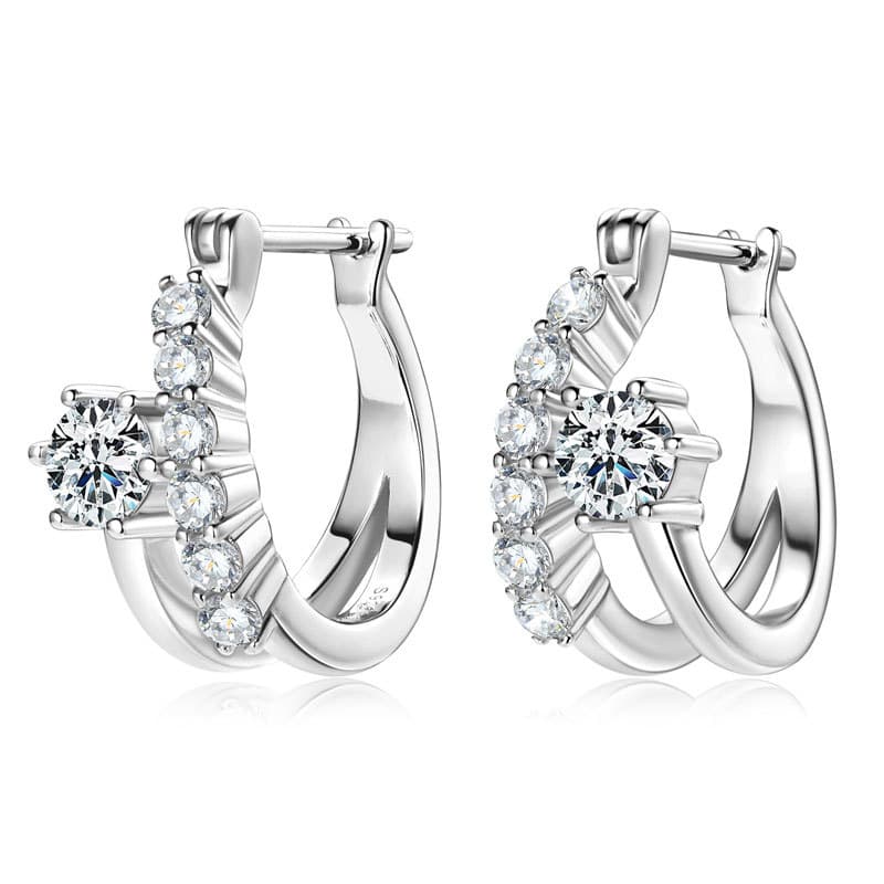 Irregular Double Layer Moissanite Hoop Earrings