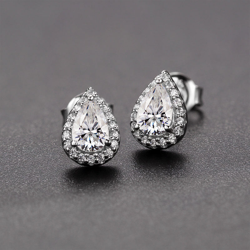 Florence Halo Moissanite Stud Earrings (1.0 ct.tw.)-VOOGME